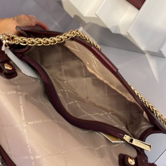 Michael Kors Sonia Medium Leather Shoulder Bag Merlot - Picture 5 of 16